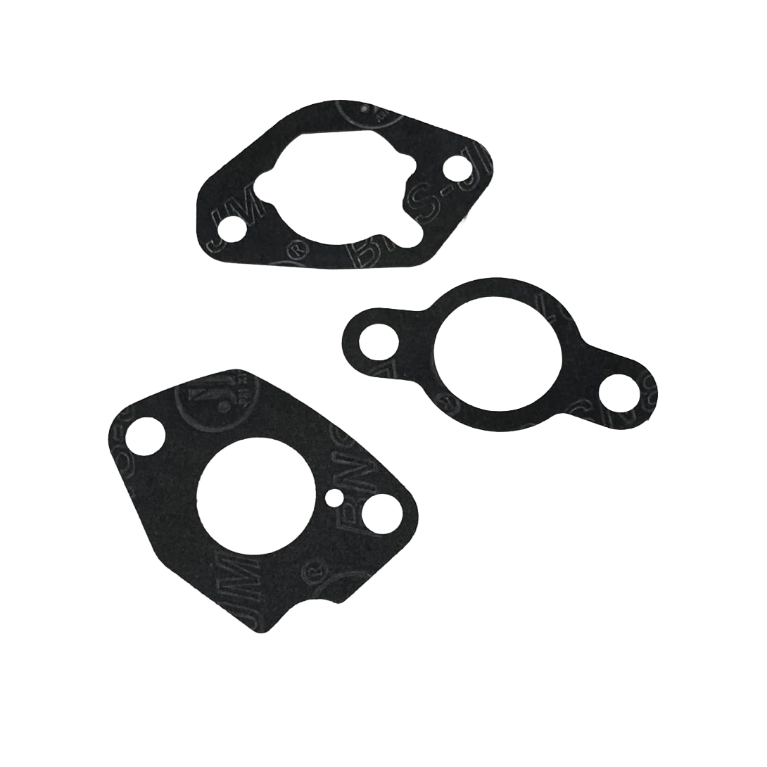 Order a A complete 3-piece replacement gasket set for the fuel intake system of the Titan Pro TP690 Walk-Behind Flail Mower, including the Air Intake Washer, Air Cleaner Gasket, and Carburettor Gasket.